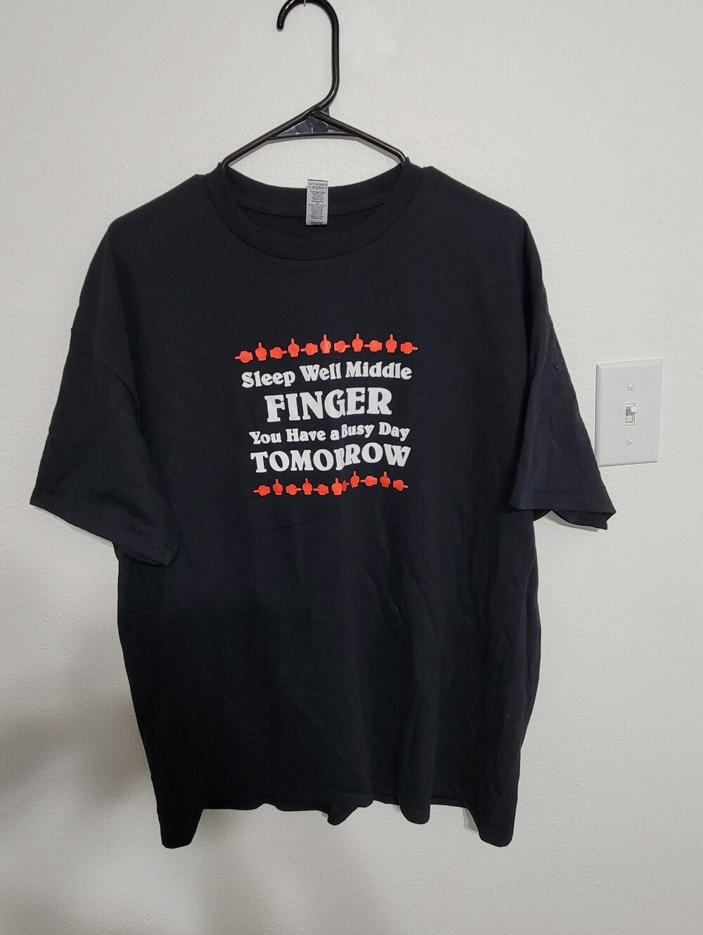 Black Graphic Tee - 'Sleep Well Middle Finger'